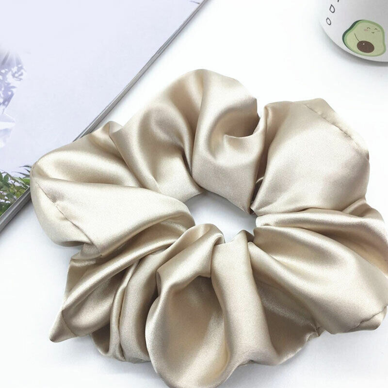 Oversized Elastic Silk Hair Band Ring Rope Tie Womens Simple Satin Scrunchies