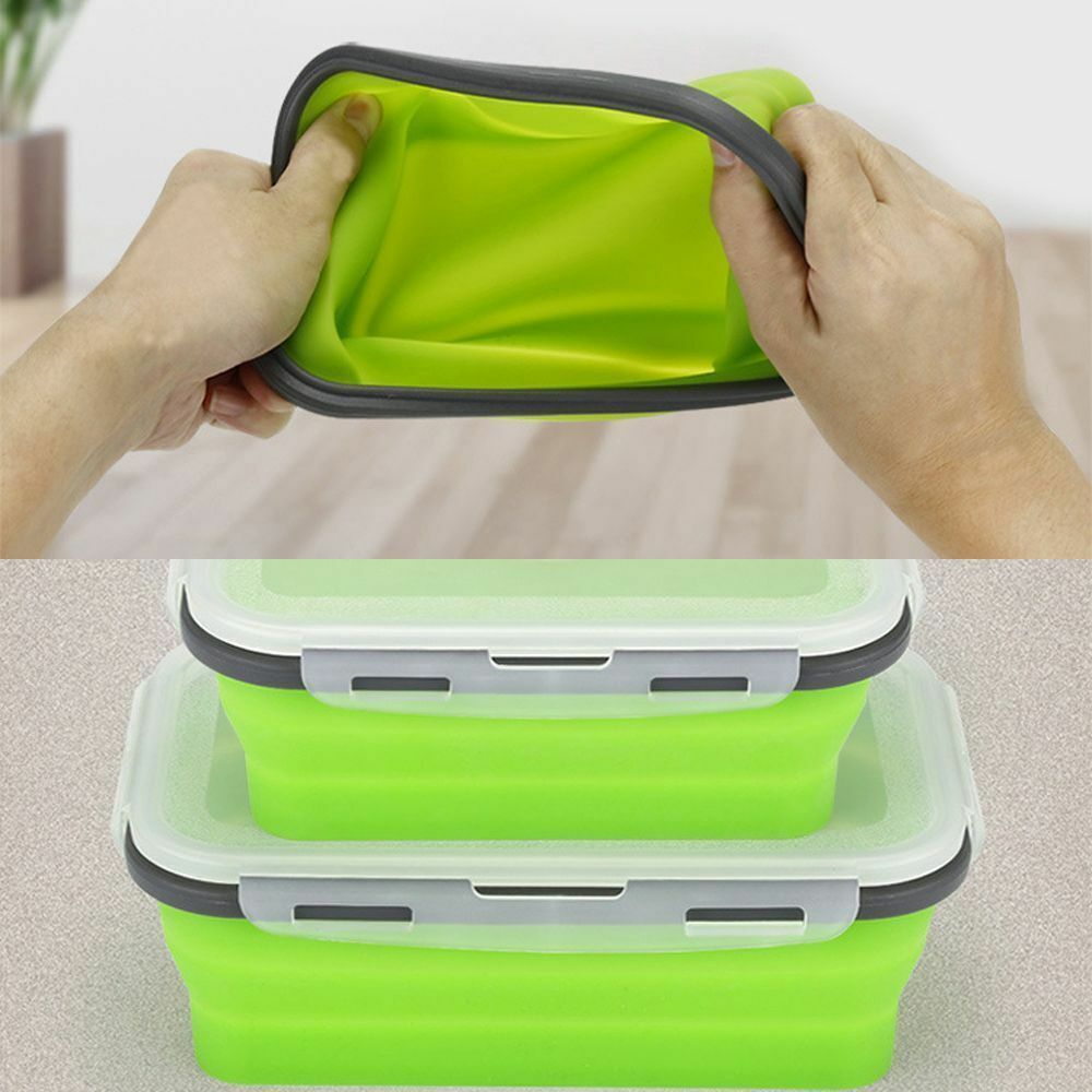 4 Sizes Collapsible Bento Box Kit Silicone Food Containers Microwave Lunch Box