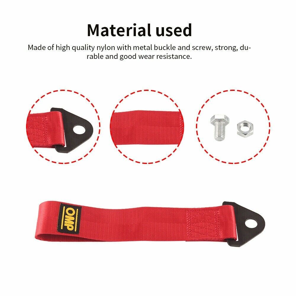 Universal Tow Strap Towing Rope High Strength Nylon Car Van OMP Trailer Tow Belt