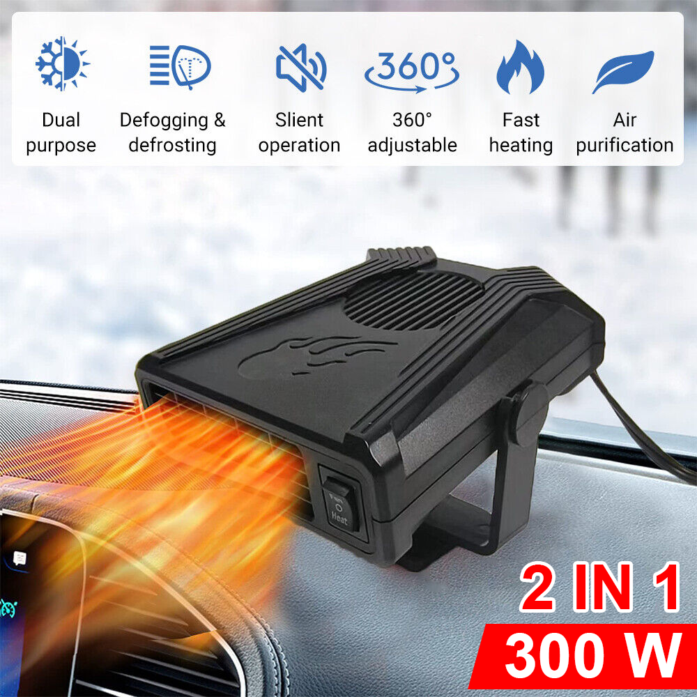 Portable Car Fan Heater Vehicle Heating Windscreen Defroster Demister 12V 300W