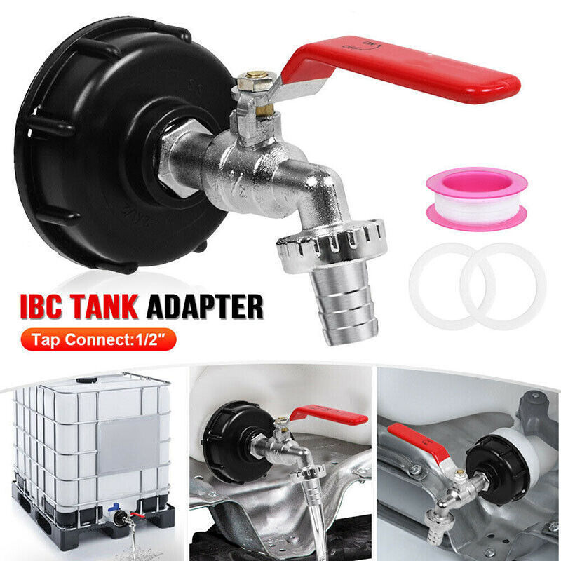 IBC Tank Adapter Connector S60X6 To Garden Tap w/ 1/2" Hose Fitting Fuel Water