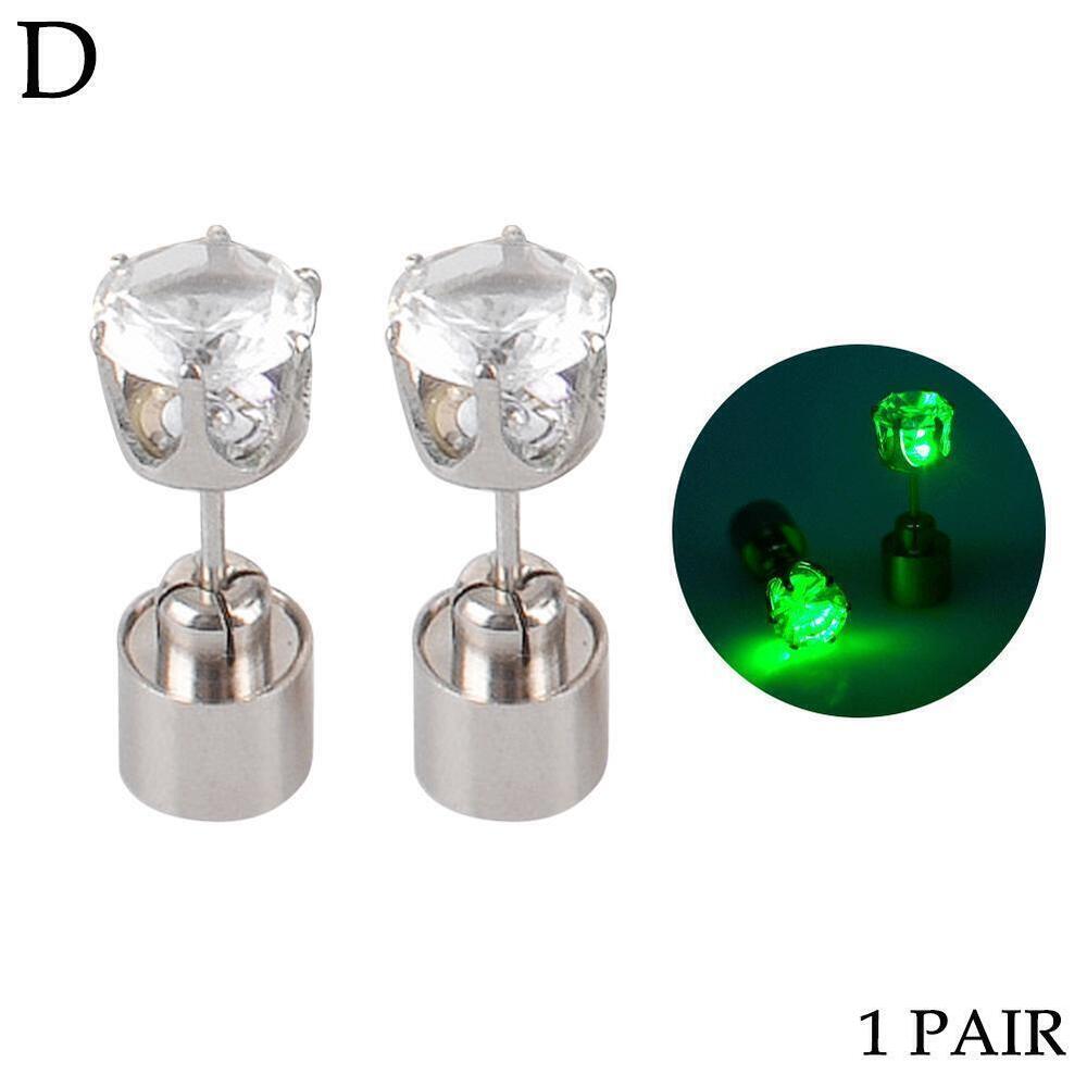 LED Earrings Glowing Light UpDiamond Crown Ear Drop Stud Pendant For Party U8R0