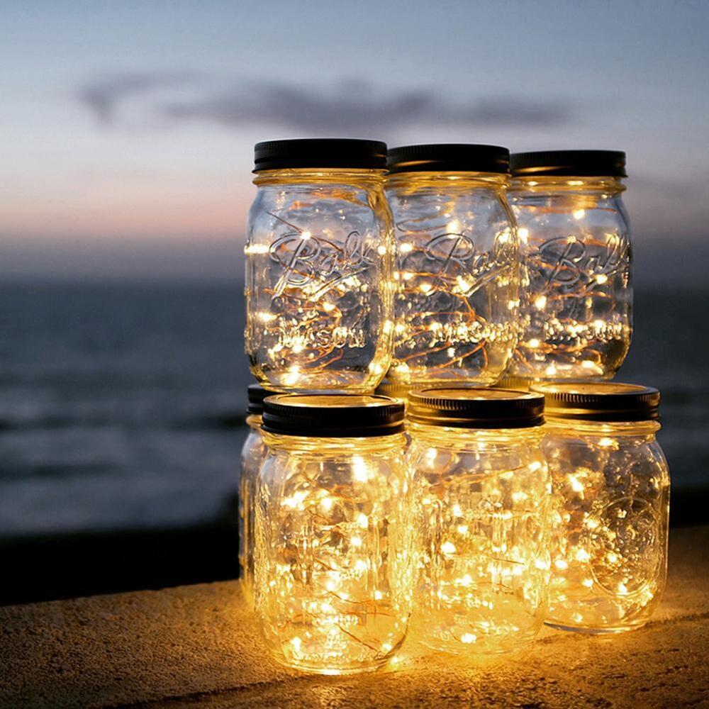 LED Solar Fairy Jar Light Party Wedding Garden Decor (Warm Light 2m)