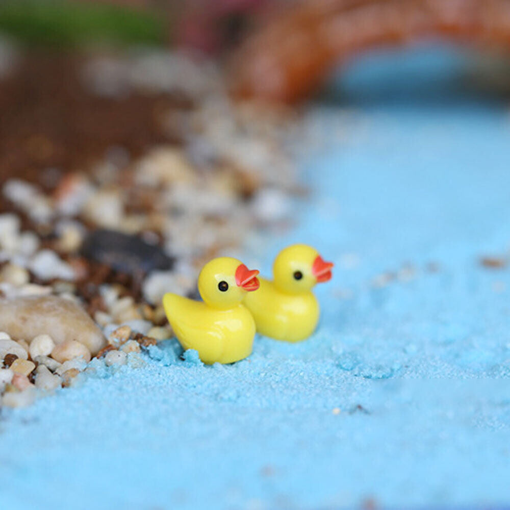 100pcs Mini Yellow Ducks Dolls House Miniature Bathtime Garden Decor #T