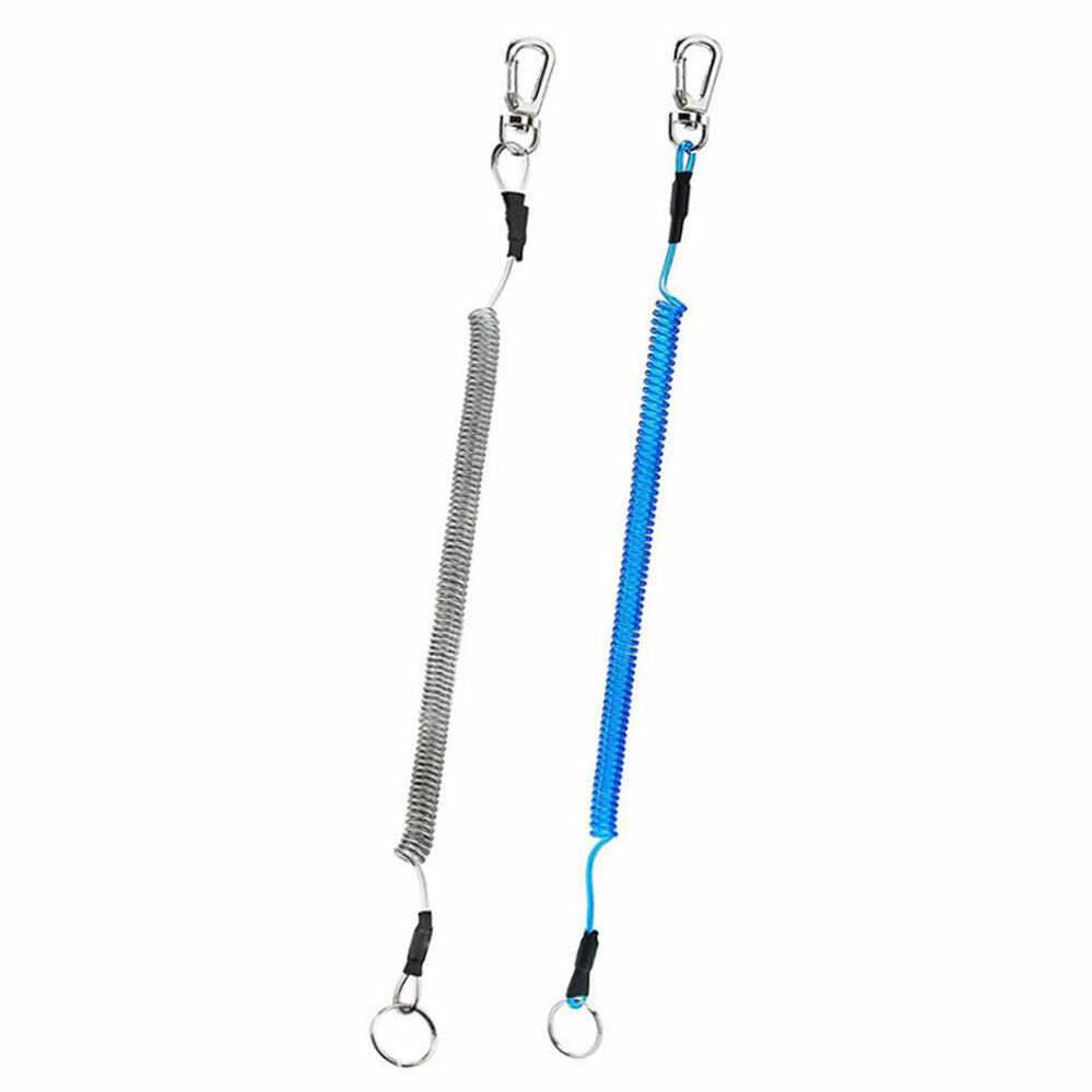 2X Hook Lanyard Coil Cord Clasp Retractable Key Chain Spiral Keychain Tether