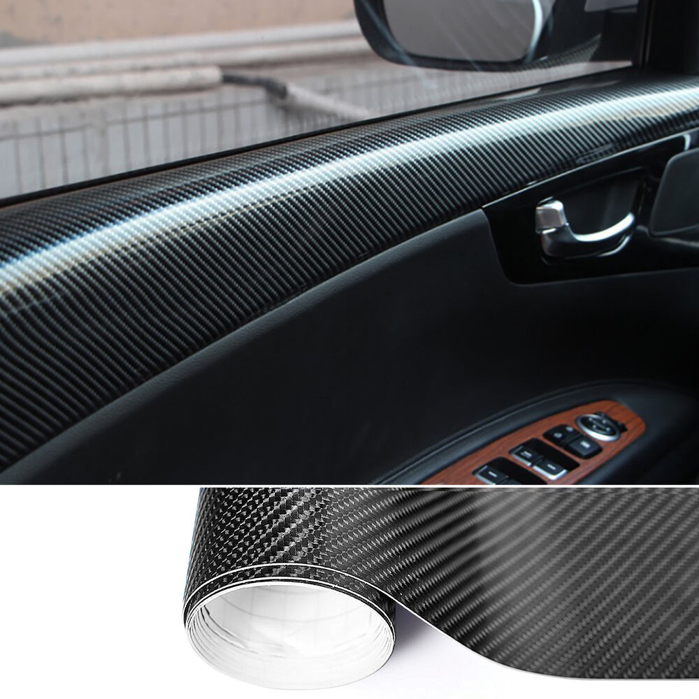 50cm x1.51M 4D Gloss Black Carbon Fibre Fiber Vinyl Car Wrap Air Release Film