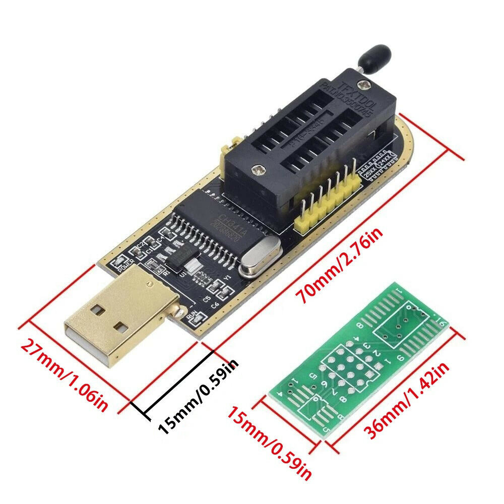 2pcs USB CH341A 24 25 Series EEPROM Flash Programmer Module +SOIC8 SOP8 Test Clip