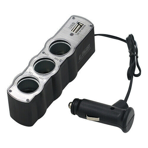 3 Way Car Cigarette Lighter Multi Socket Triple Splitter USB Charger Adapter 12V