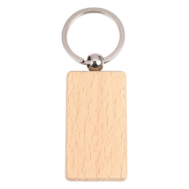 10pcs Blank Rectangle Wooden Key Chain DIY Wood Keyrings Key Tags Friends Gifts