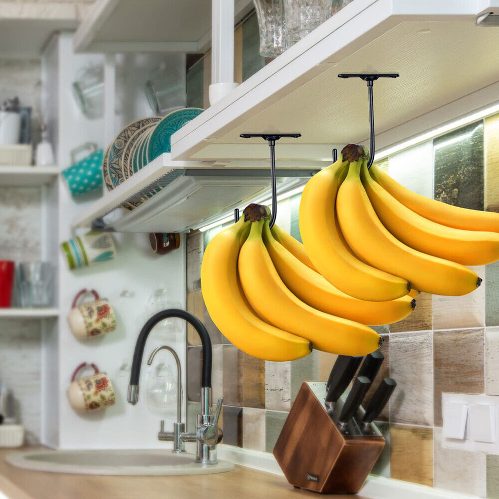 Under Cabinet Banana Hook with Pre-drilled Holes Banana Hanger for Kitchen Items