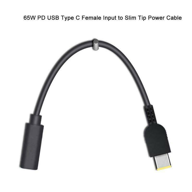 Laptop Power Cable USB Type-C Female To Square Plug Charger For Lenovo XL