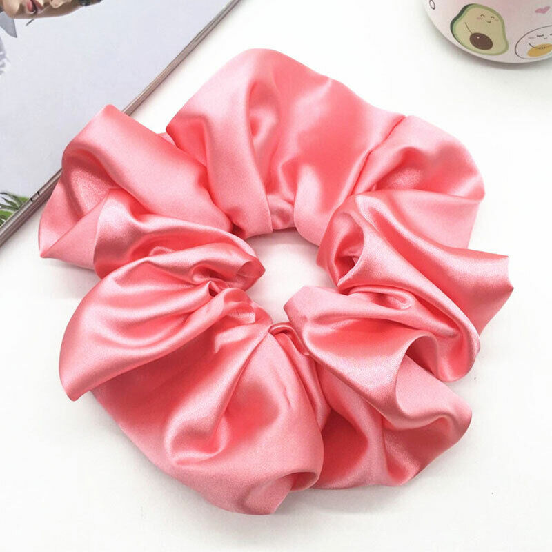 Oversized Elastic Silk Hair Band Ring Rope Tie Womens Simple Satin Scrunchies