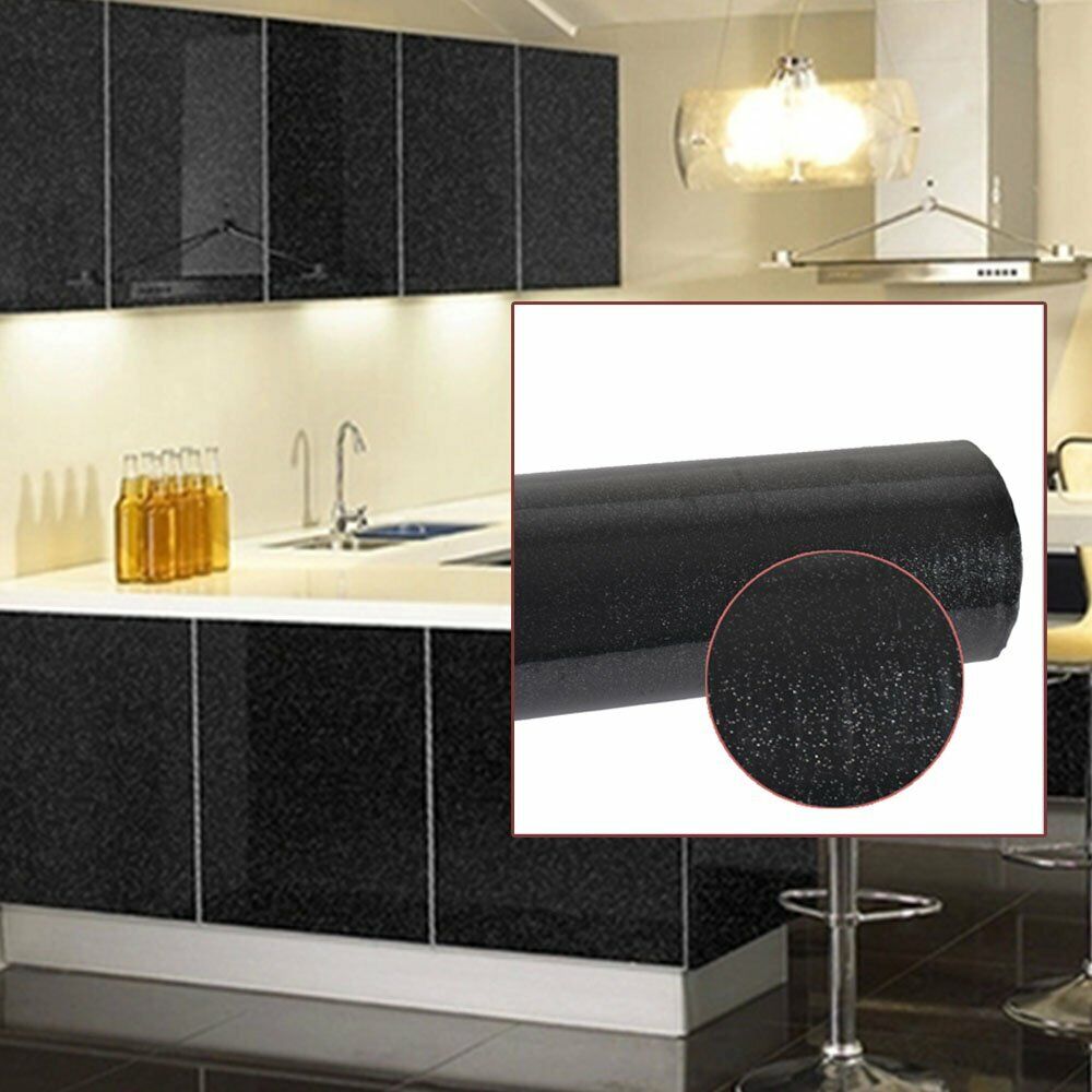 Glossy Vinyl Self Adhesive Kitchen Cupboard Door Drawer Wardrobe Cover PVC Film