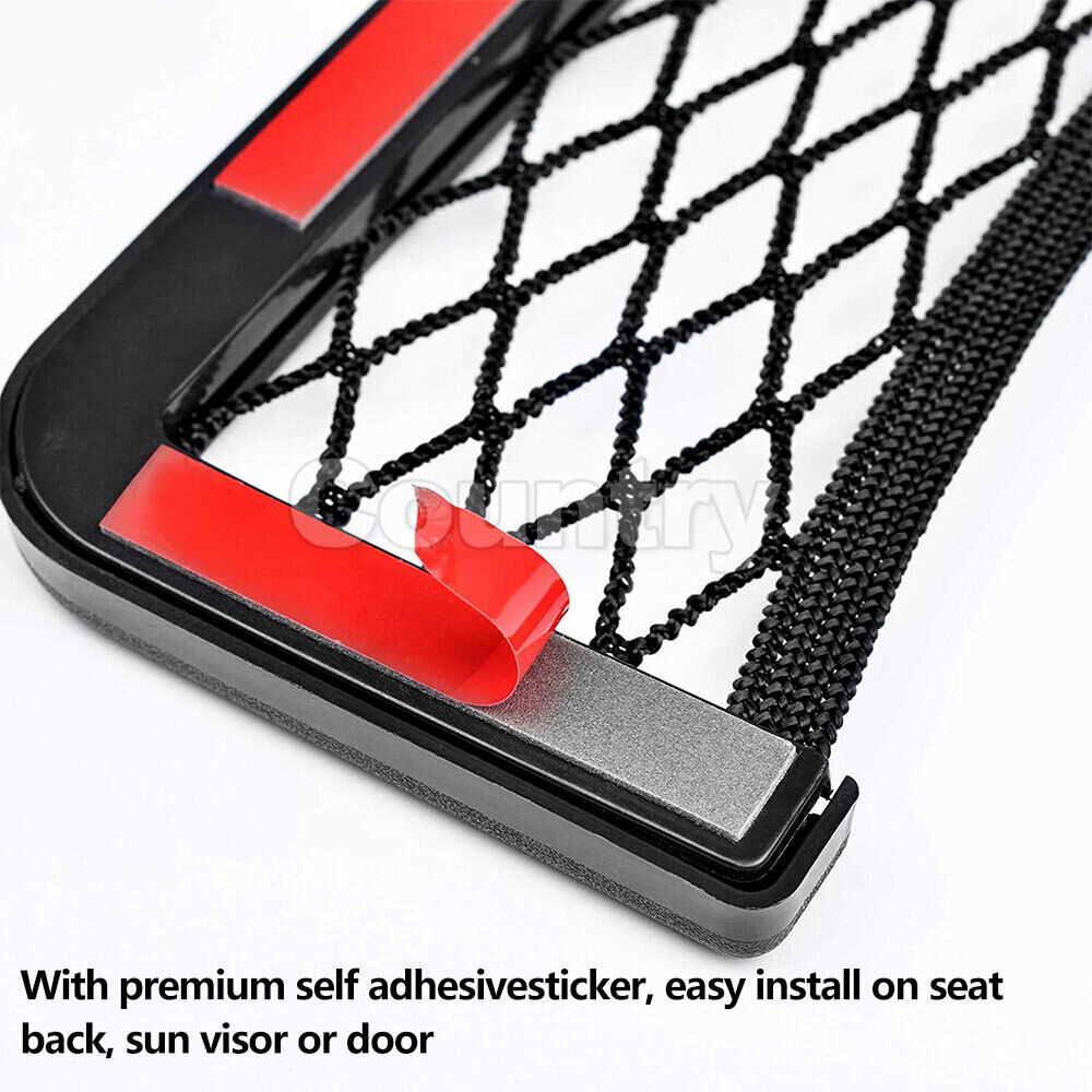 2x Medium Car Mesh Storage Holder Adhesive Net Pocket Phone Bag Card Black Truck