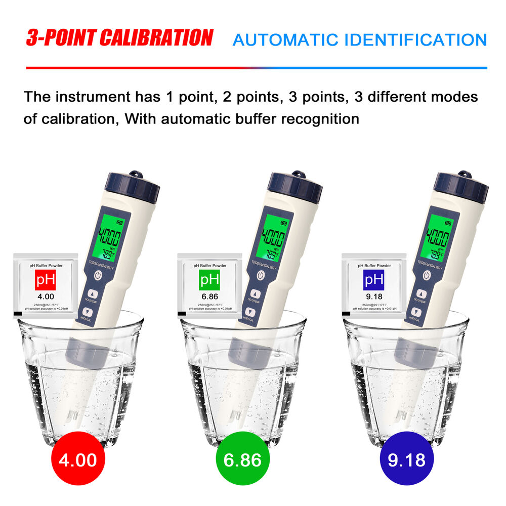 5 in 1 PH Meter TDS/EC/Salinity/Temperature SPA Water Quality Monitor Tester