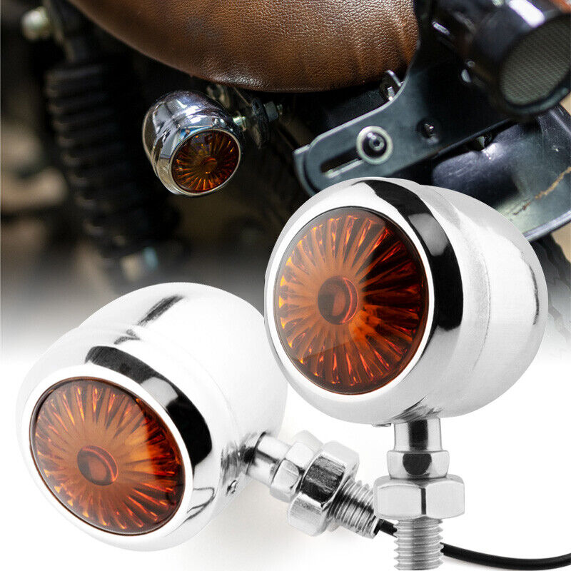 4x Universal Motorcycle Bullet Turn Signal Amber Indicators Blinkers Lamp Chrome