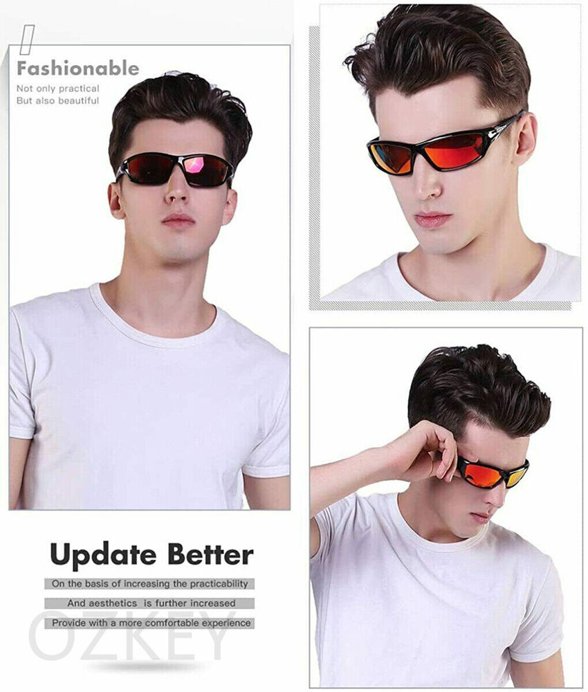 Men Sunglasses UV400 Polarized Glasses Fishing Sports Driving WrapAround Eyewear