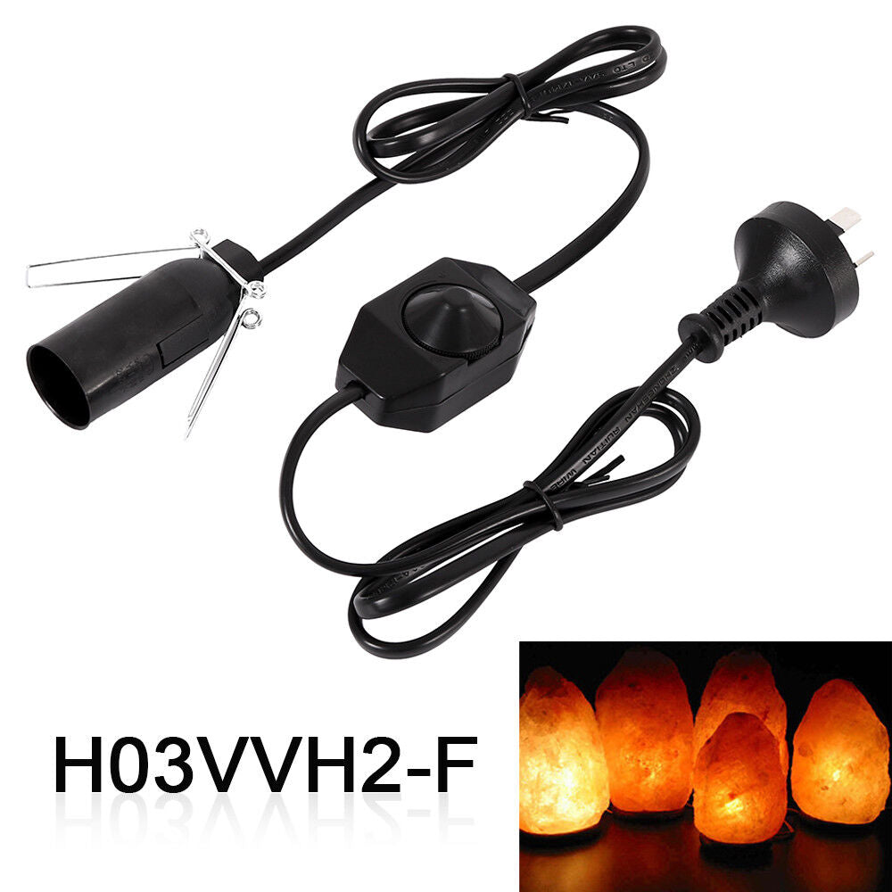 Salt Lamp Power Cord 1.8m Cable Black Wire Dimmer Button Control Bulb Switch