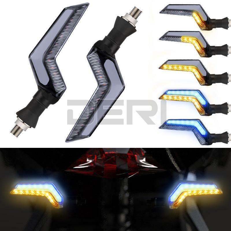 2x Motorcycle Turn Signal LED Blue Blinker Indicator Lights Amber Flowing Lamp