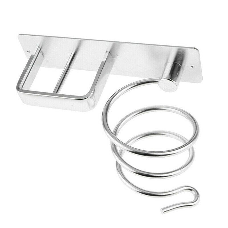 Sliver Metal Wall Hair Dryer Holder Cupboard Straighteners Storage Stand Rack