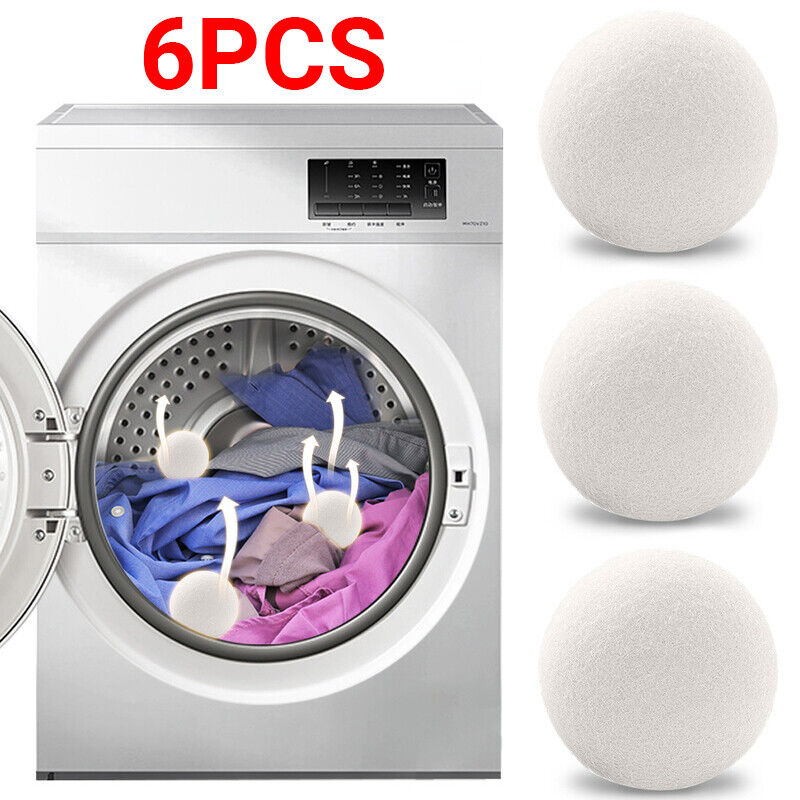 6pcs 6cm Reusable Wool Dryer Balls Drying Fabric Softner Clothes Wrinkles Reduce