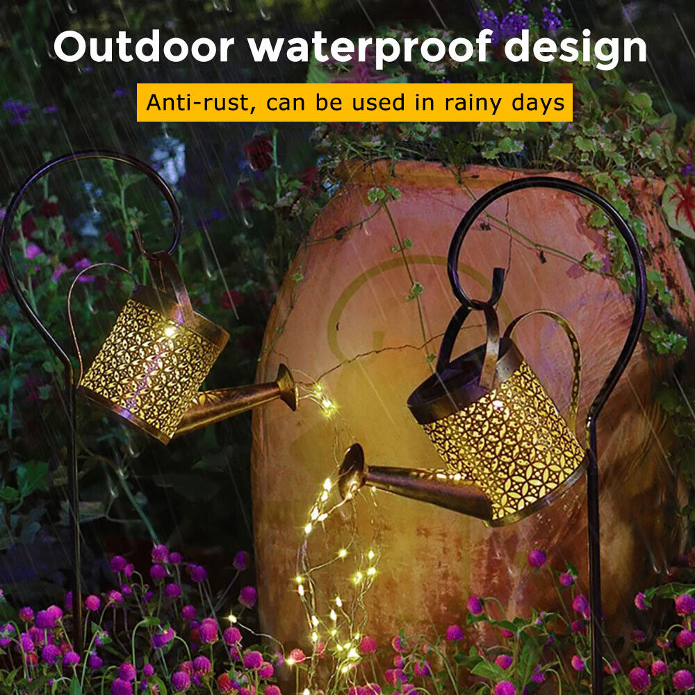 1 set Solar Light Outdoor LED Watering Can Christmas String Garden Shower Art Lamps