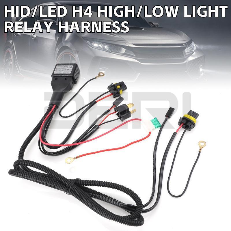 H4 Relay Harness Hi/Lo Beam Bi-LED Headlight HID Bulbs Wiring Controller 2-Lead