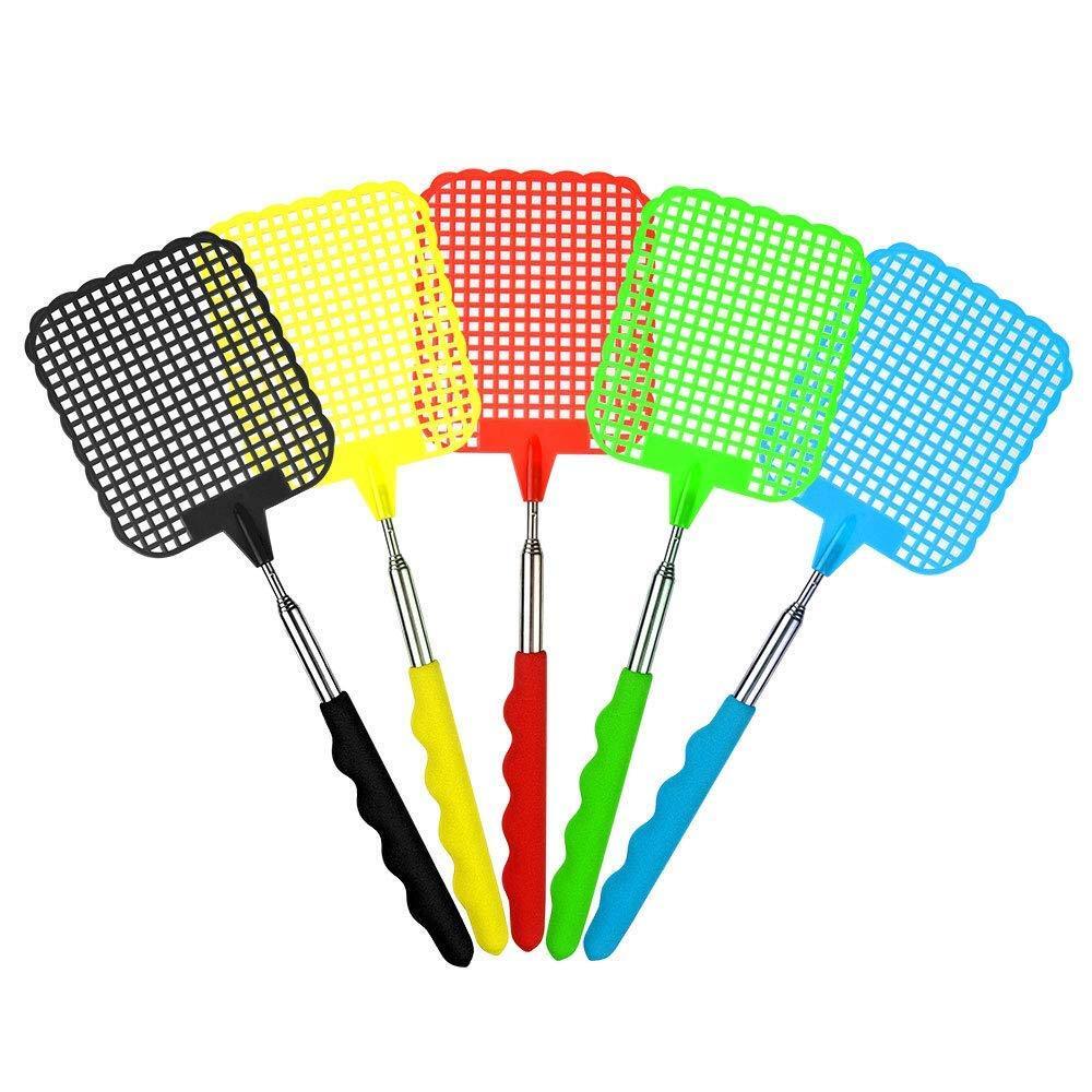 2x Telescopic Fly swatter Bug Extendable Home Office Pest Control Flyswatter