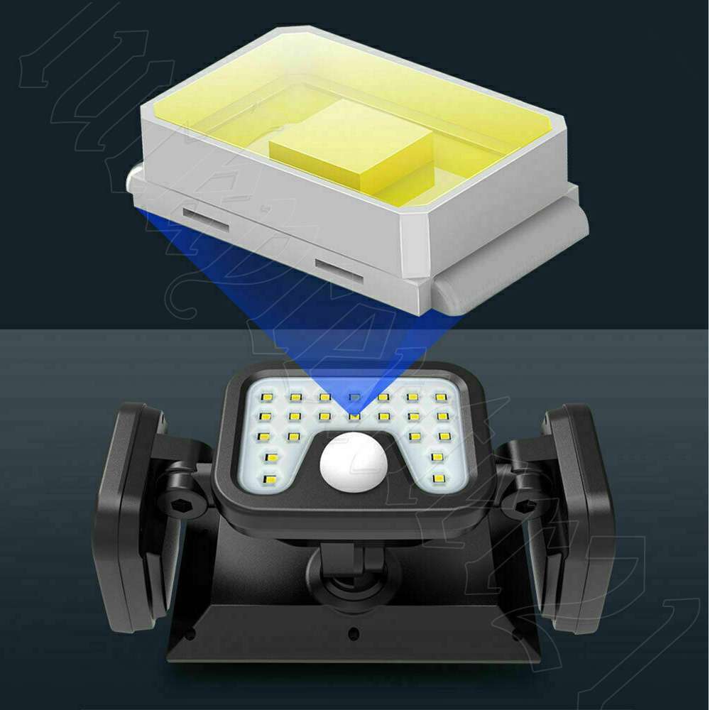 3 Head Solar Motion Sensor Light Outdoor Garden Wall Security Flood Lamp 74LEDs