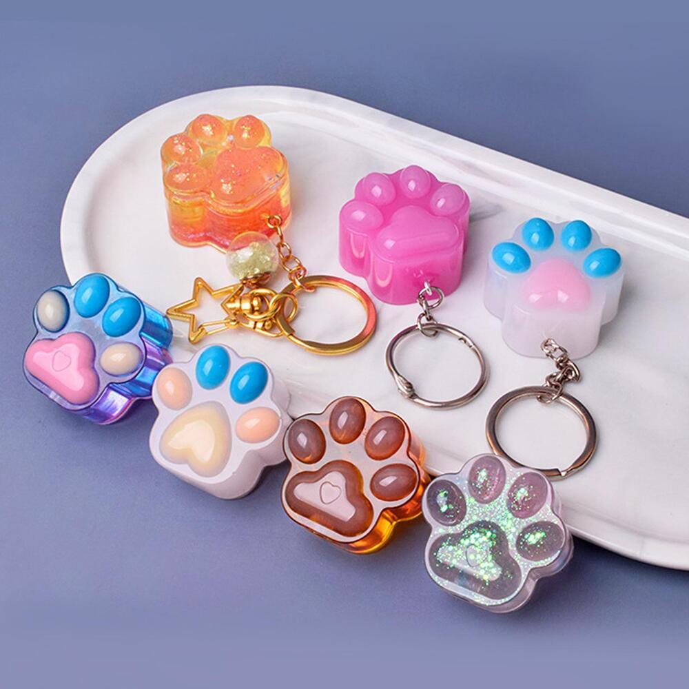 Silicone Cat Paw Pendant Keychain Tag Resin Casting Mold Epoxy GX, Moul A9U7