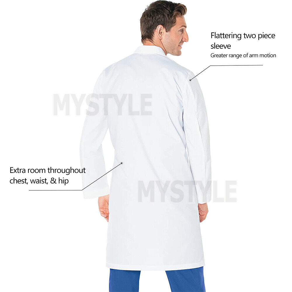 Scientist Long Sleeve Uniform White Lab Coat Men Women Medical Clinic Doctor-NEW