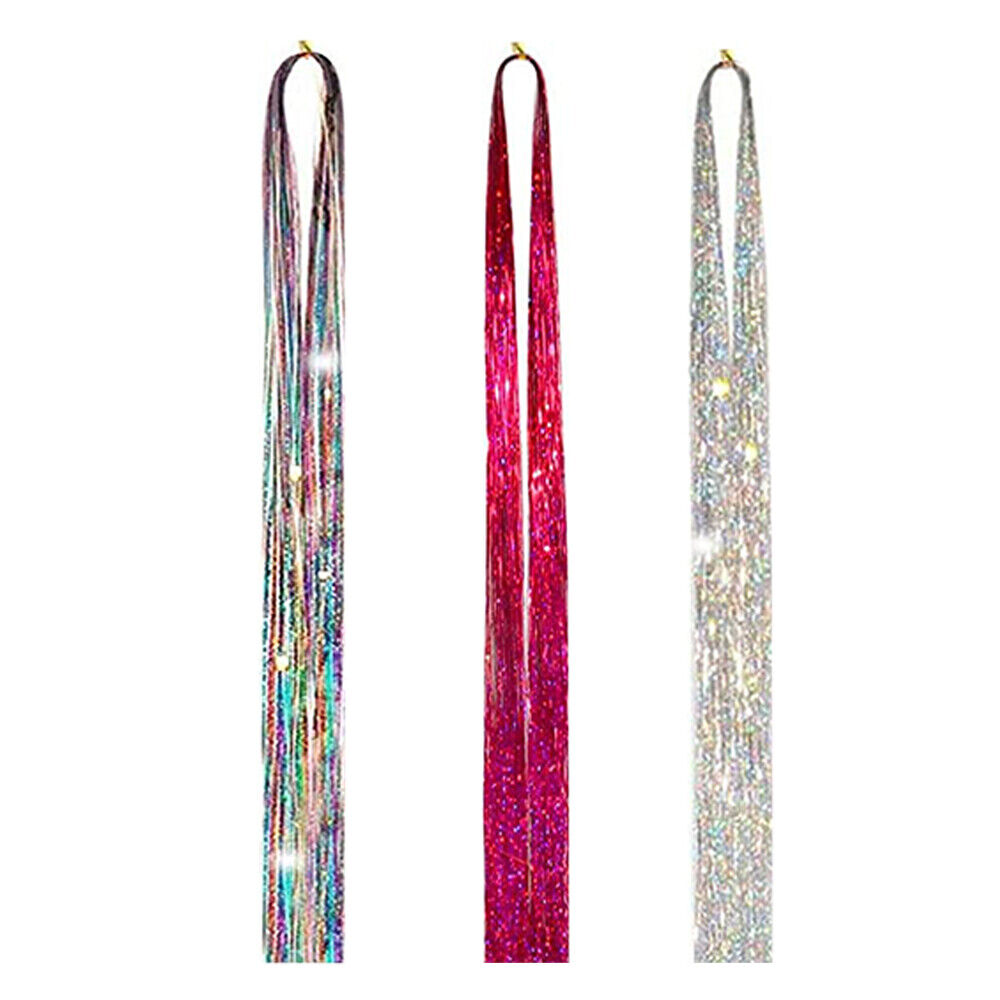 Glitter Tinsel Hair Highlights Hair skin weft Holographic Party Extensions