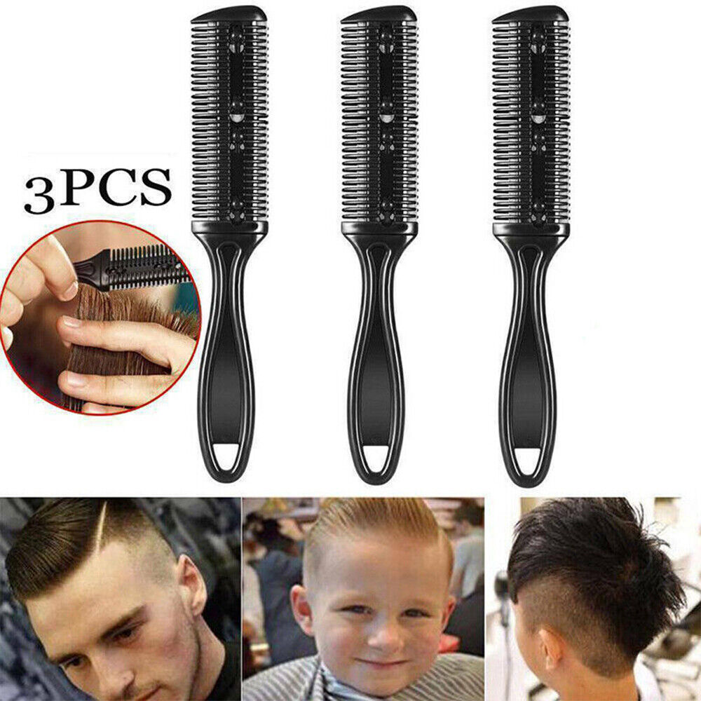 3Pcs Hair Thinning Cutting Trimmer Razor Comb with Blades Hair Cutter Comb Tools