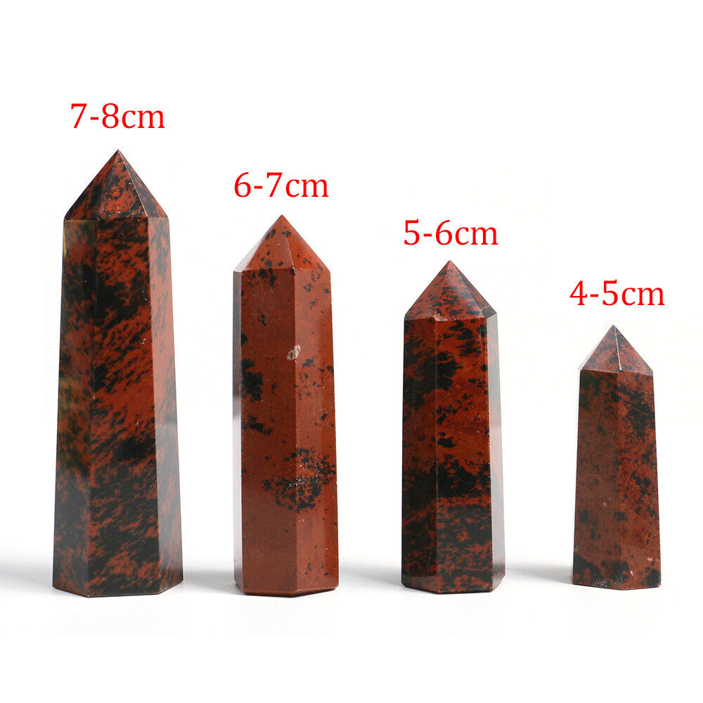 4~8cm Natural Mahogany Red Obsidian Obelisk Tower Crystal Quartz Point Wand