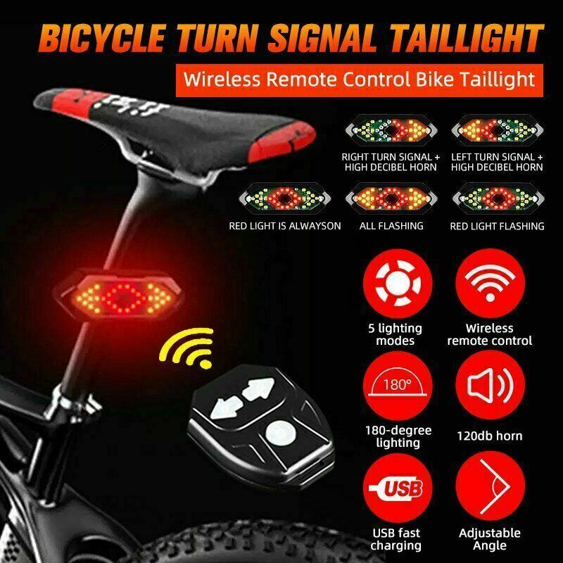 Wireless Remote Bike Rear Light LED Indicator Bicycle Turn Signal Taillight XL