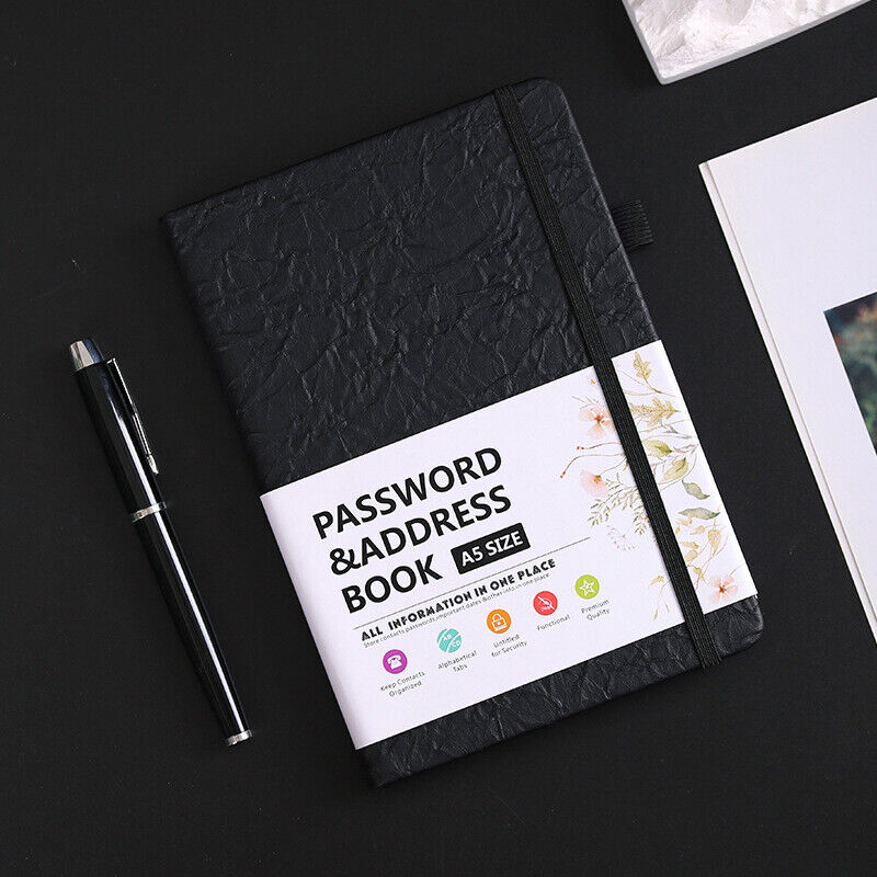 B6 Password Book with Tabs Address and Password Organizer Notebook Leather