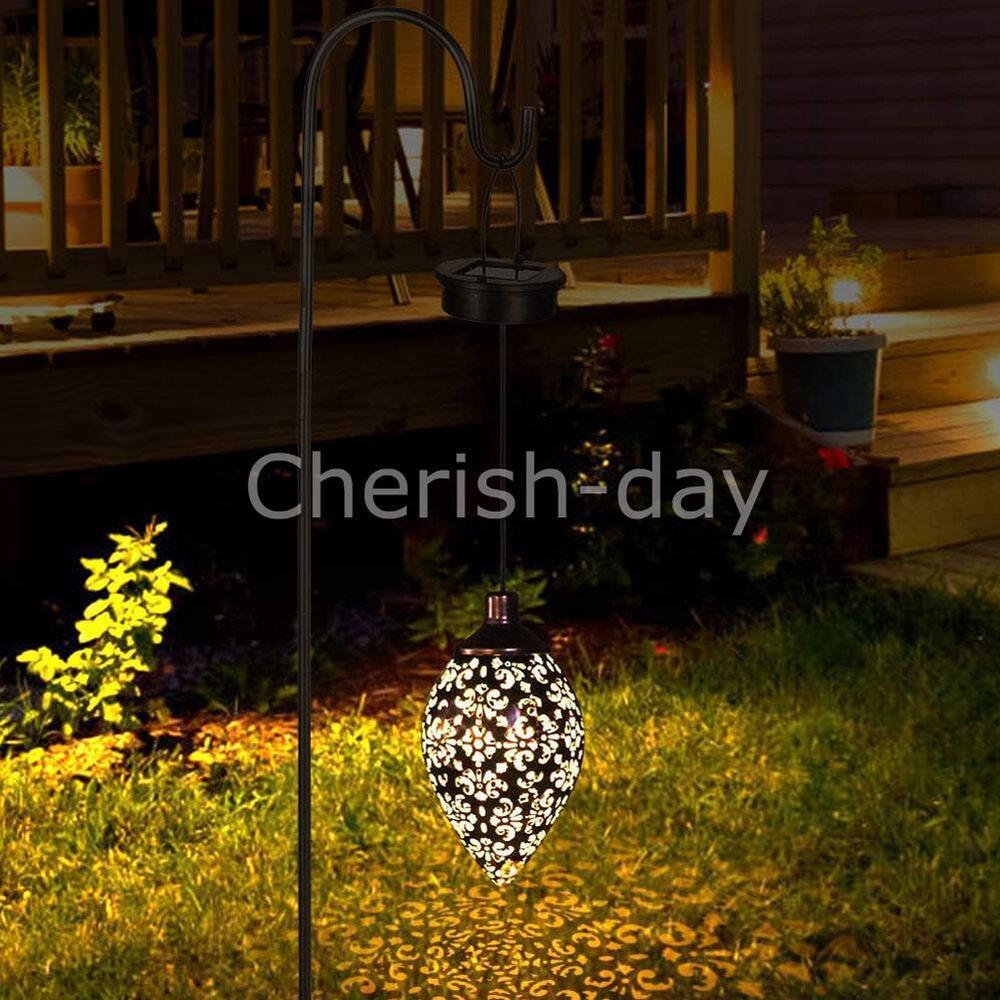 Solar Powered LED Morrocan Lantern Lights Hanging Lamp Garden Outdoor Landscape