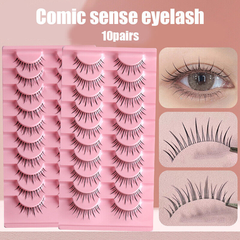 10 Pairs Faux Mink Fake Eyelashes Natural Short Cross Wispy Makeup False Lashes