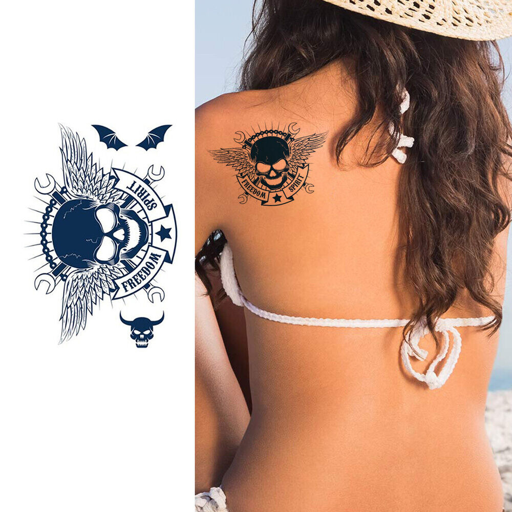 Semi-Permanent Tattoo Stickers Art Tatoo Sticker Skull Waterproof for Adults