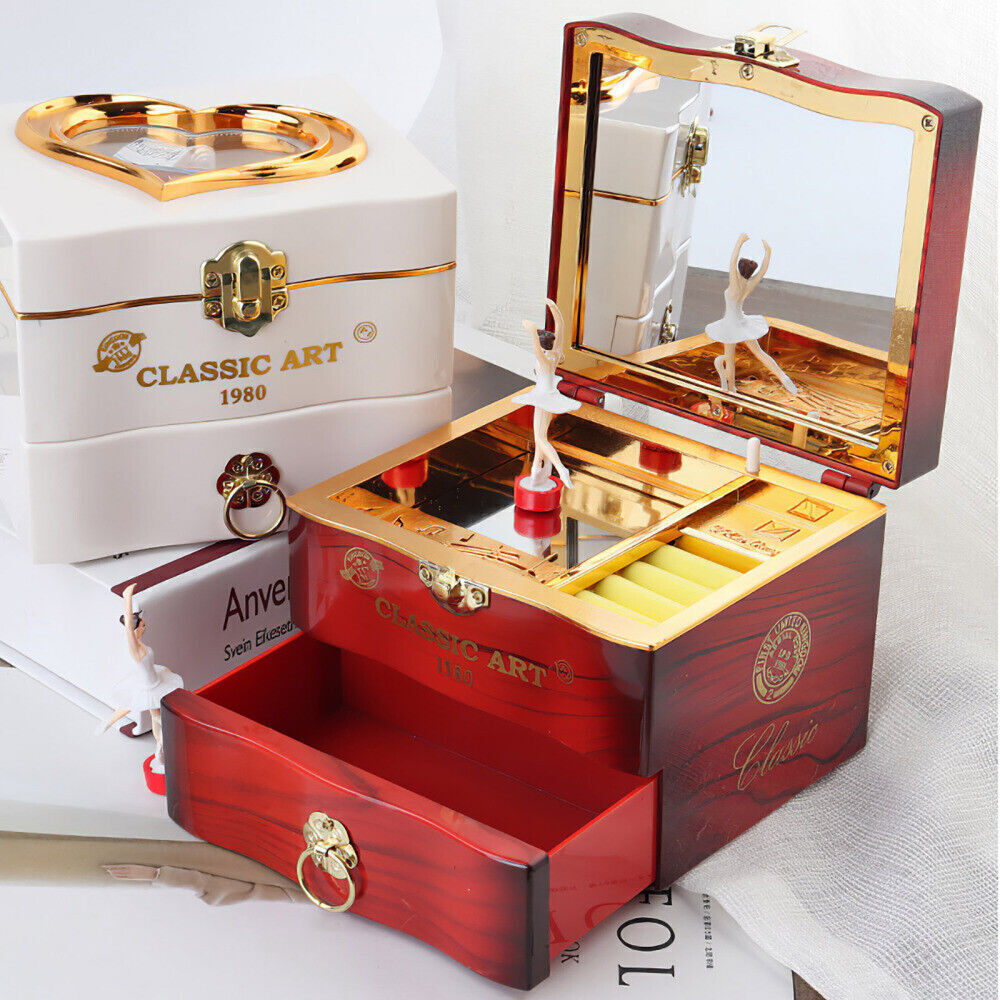 Musical Jewellery Box Rotating Ballerina Dancer Music Box Storage Organizer Gift