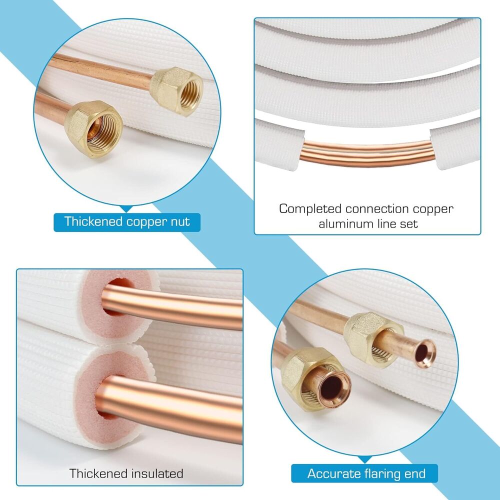 3m Insulated Copper Pipe Split Line Air Conditioner Pipe Fitting Pair Coil Tube