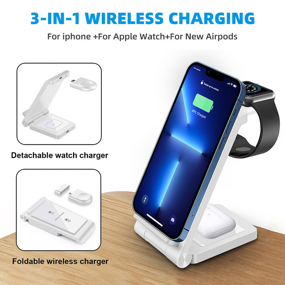 3 in 1 Wireless Charger Fast Charging Dock Fit For Android Samsung Mobile Phones