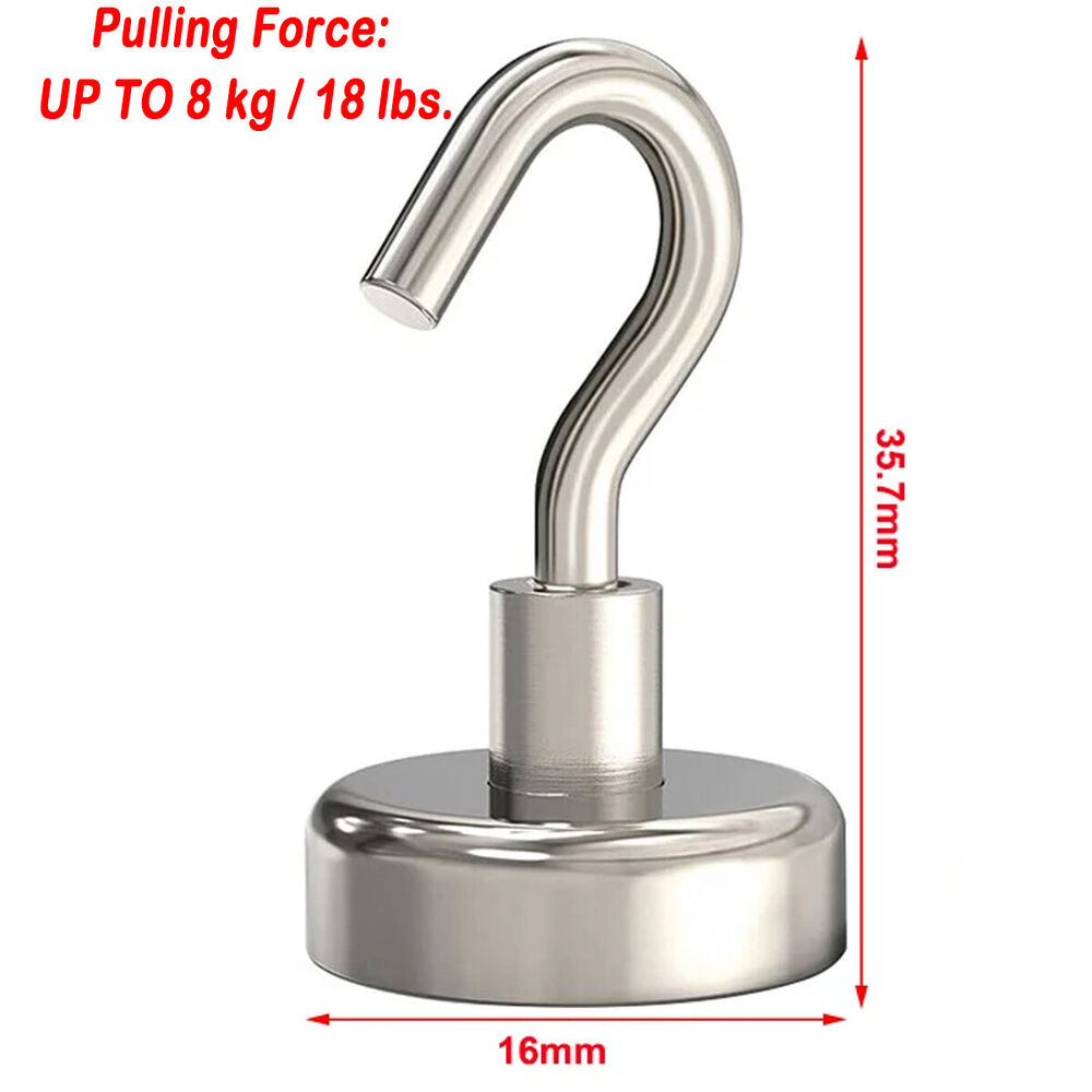 40PCS Super Strong Magnetic Hooks Rare Earth Neodymium N38 UP TO 8KG