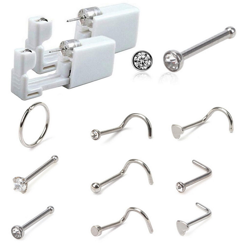 Self Nose Piercing Gun Set Disposable Nose Stud Gun Kit Sterile NoPain Tool