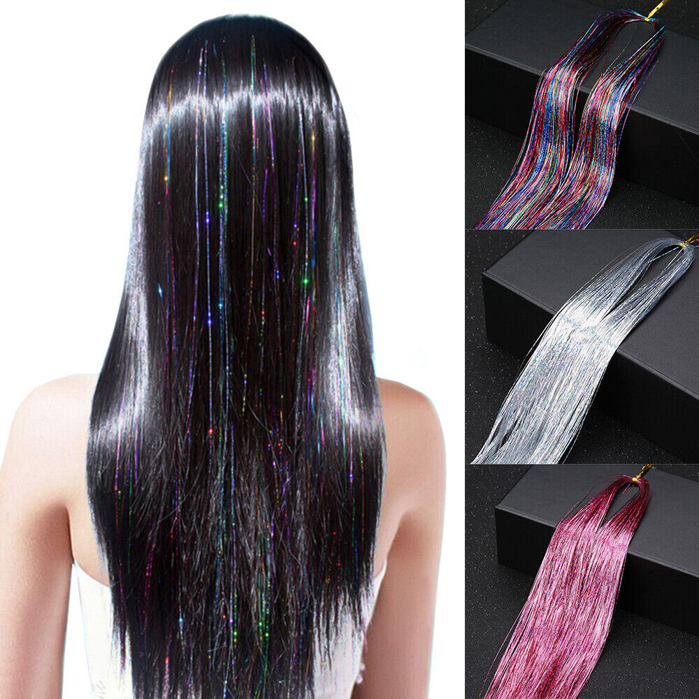 Glitter Tinsel Hair Highlights Hair skin weft Holographic Party Extensions