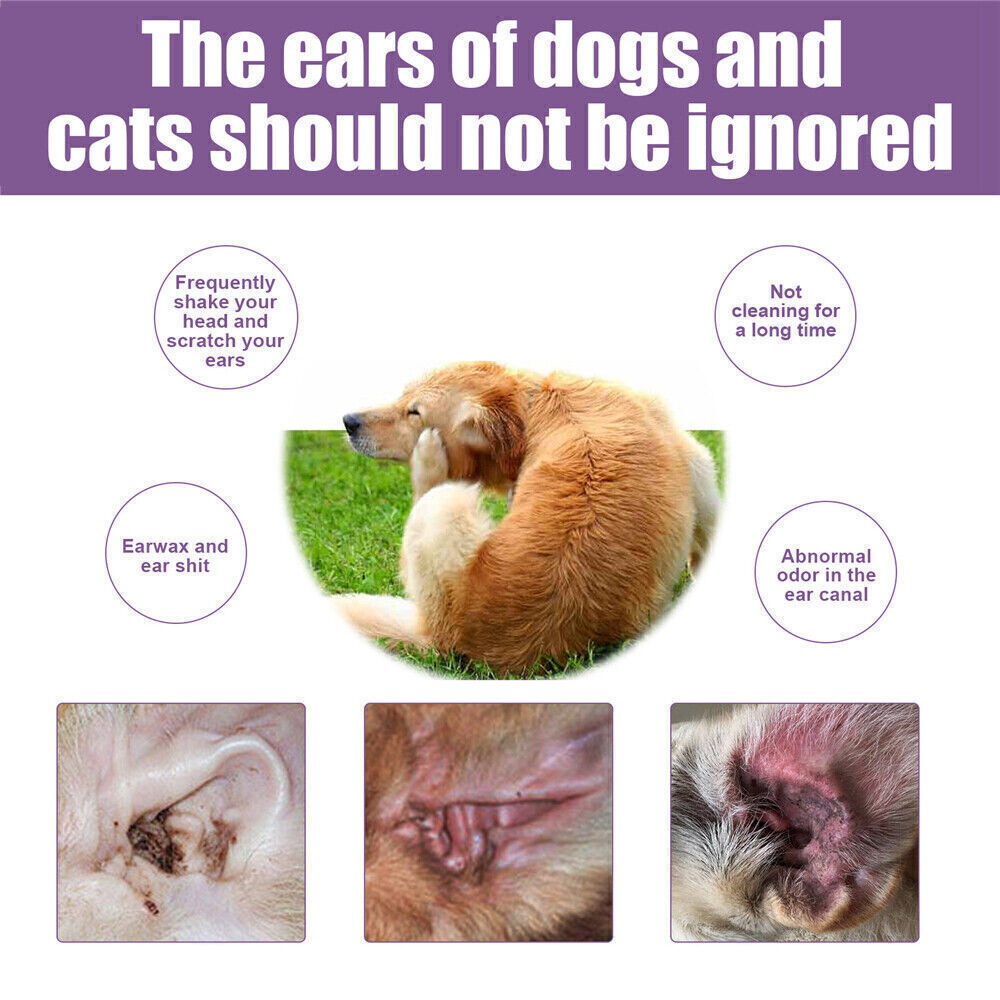 Pet Cat Dog Ear Drops For Infection Control Yeast Itching Wax Ear Mites Cleaner_