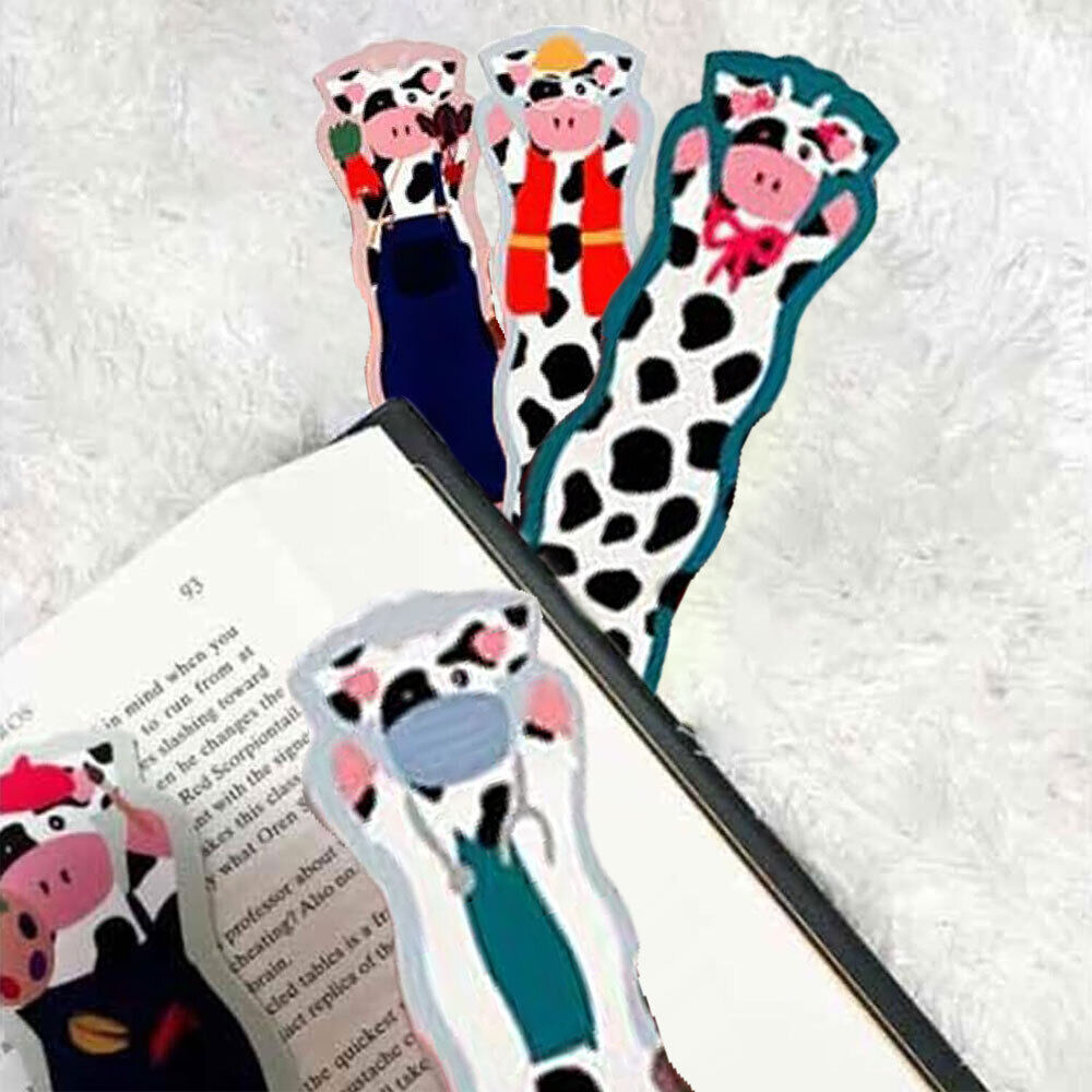 Wavy Cow Bookmarks,5PCS Cute Wavy Cow Bookmarks for Book Lovers #T