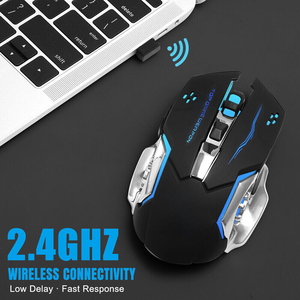 Wireless Gaming Mouse Ergonomic Optical Backlit Recharge PC Laptop Desktop