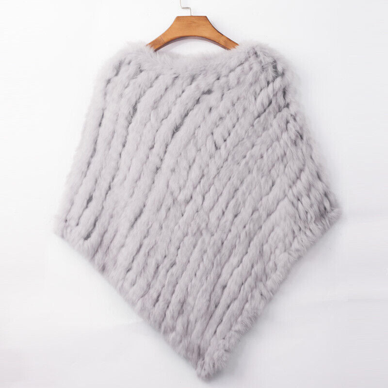 Women's fake Rabbit Fur Knitted Cape Shawl Poncho Designer Wedding Vest Coat