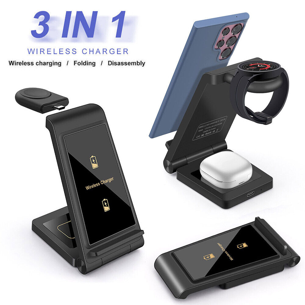 3 in 1 Wireless Charger Fast Charging Dock Fit For Android Samsung Mobile Phones